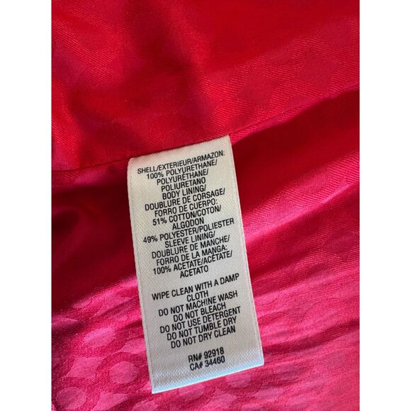 Juicy Couture Red Faux Patent Leather Double Breasted Rain Coat Size Medium - Picture 8 of 8